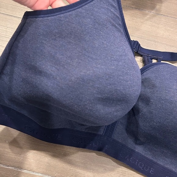 Cacique Bra 50DDD Blue T-Back Wireless Comfort Lace Detail Plus Size - Picture 3 of 9